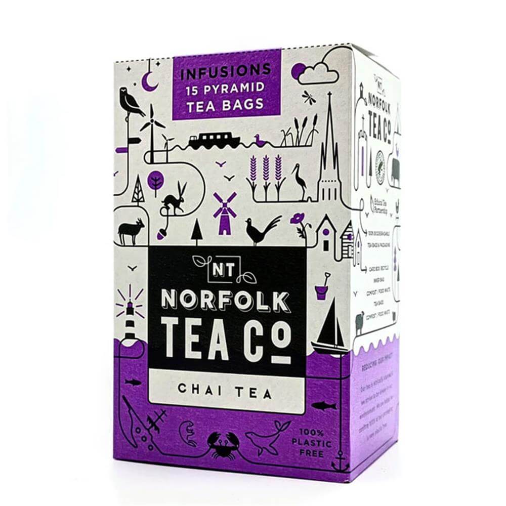 Norfolk Tea Co. Spiced Chai Tea 15 Biodegradable Pyramids